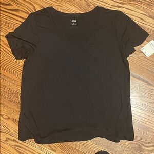 a.n.a Black Short Sleeve V-Neck Tee